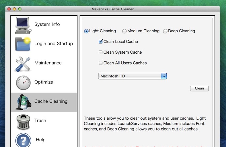 mac cache cleaner mavericks