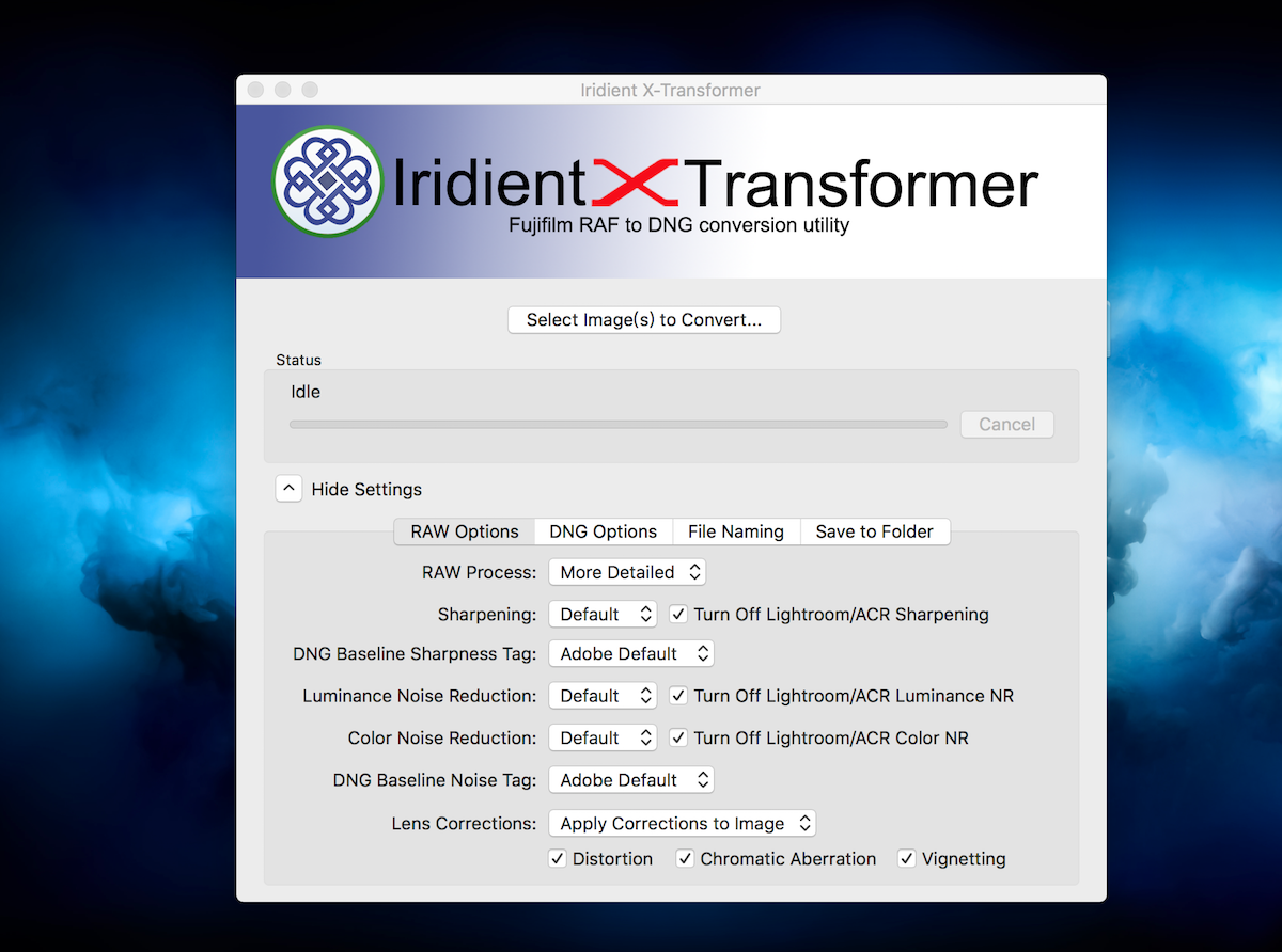 recommended iridient x-transformer settings fuji