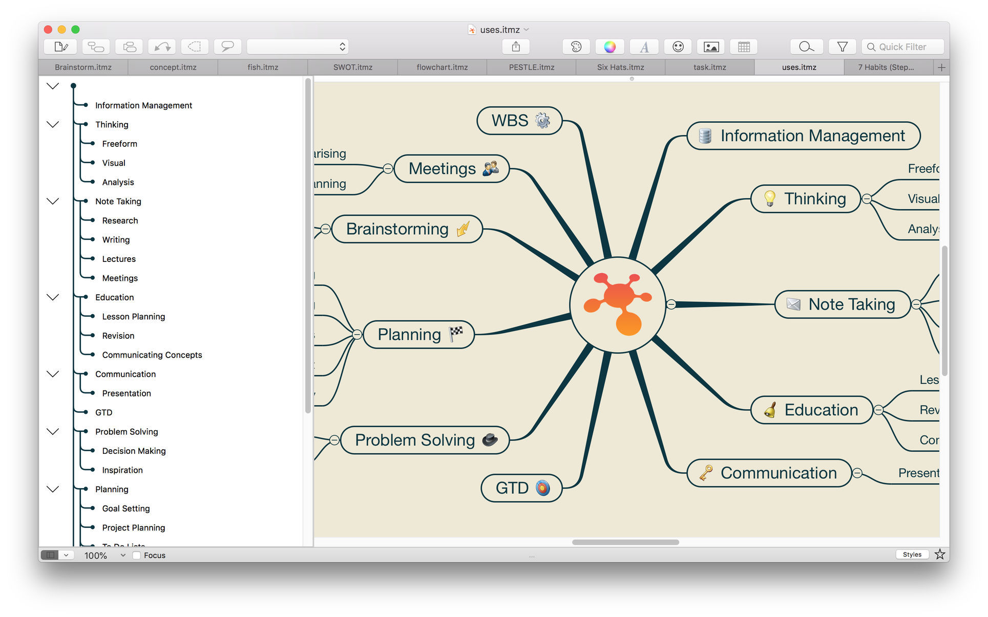 ithoughtsx link to other mindmap