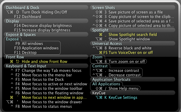 Keycue 8 7 – displays all menu shortcut commands using cmd