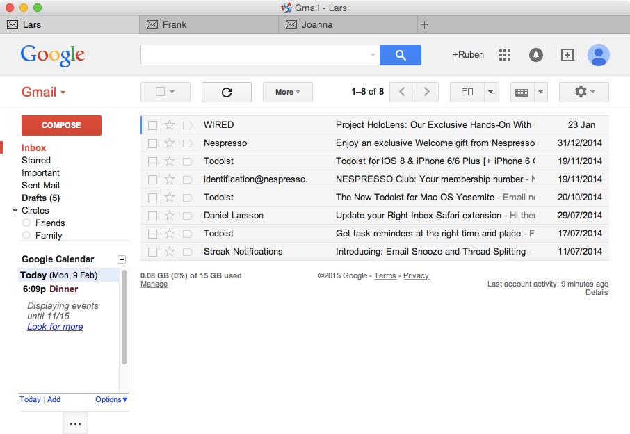 gmail vs. mailplane 4