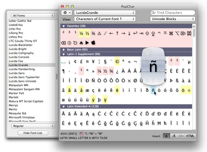 Popchar 7 6 Floating Window Shows Available Font Characters Download Free Macos Appked