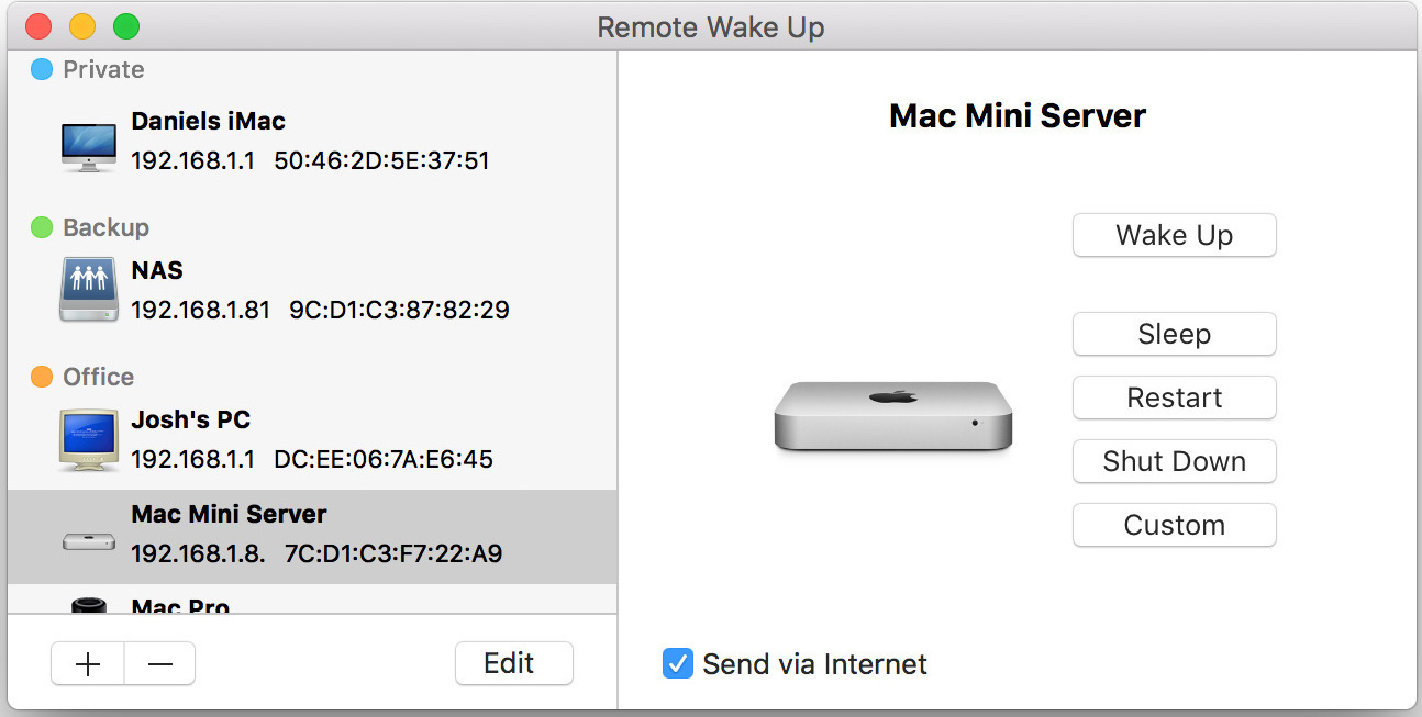 how to wake up mac mini remotely