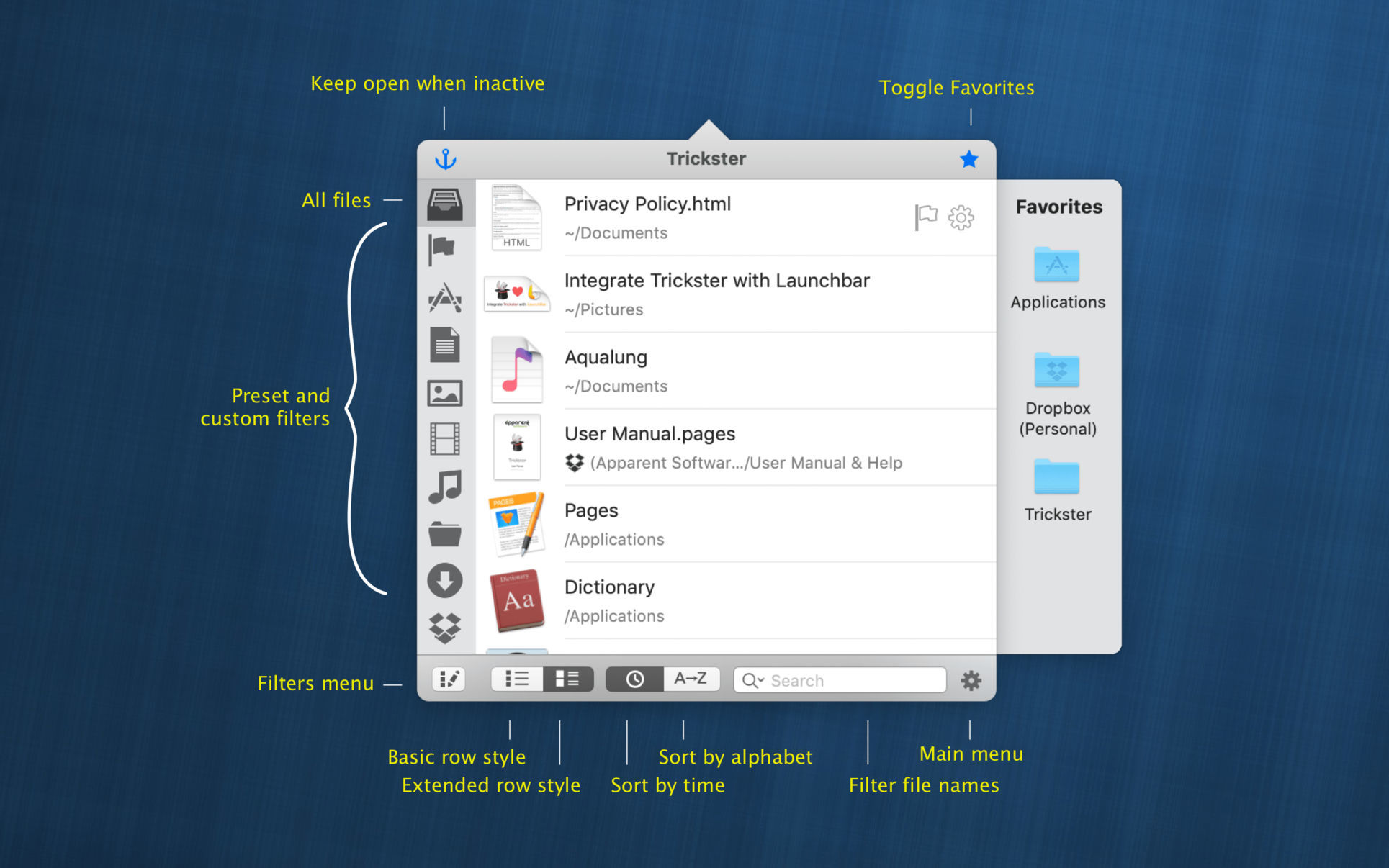 Trickster 2 2 – quickly access recently used files stored